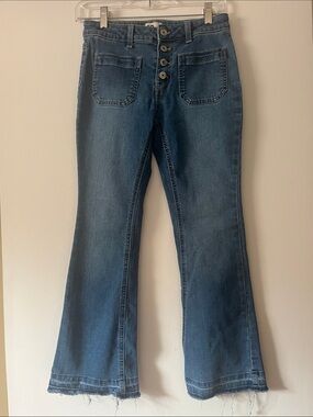 SO Girl’s Blue Flared Button-Fly Jeans